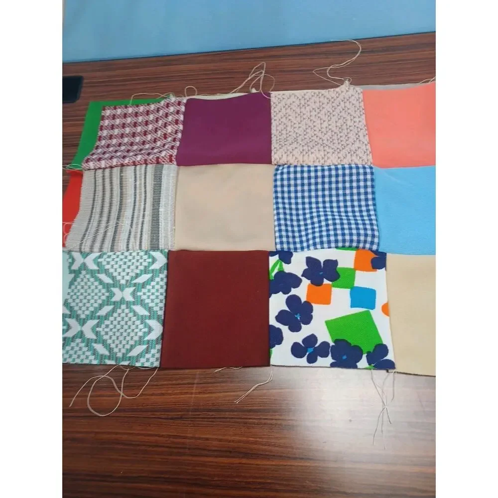 Vintage Patches Lot Of 54 Quilting Colorful 1970's - 80's Patchwork Scrap Quilt